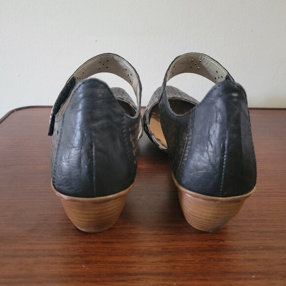 Rieker Antistress Mirjam 53 Women Black Leather Floral Chunky Heels Shoes 40 8.5 - Picture 5 of 9